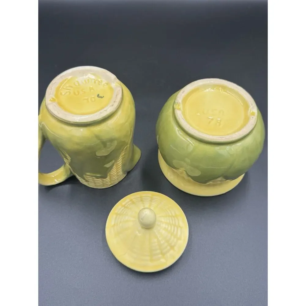 Vintage Shawnee Corn King Lidded Sugar & Creamer Set - MCM